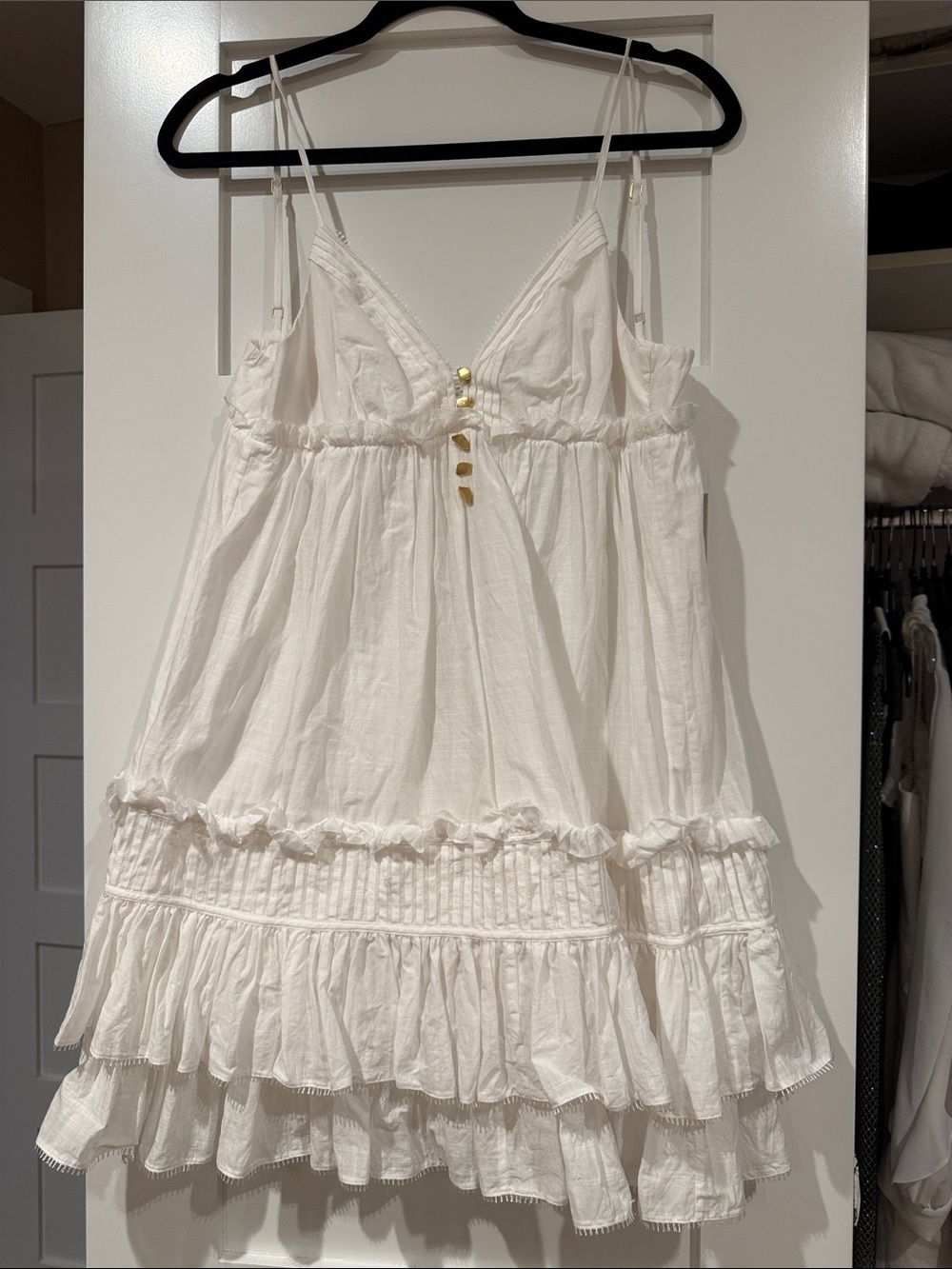 Aje White Ruffled Tiered Spaghetti-Strap Camisole